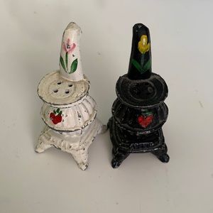 Antique and hand painted chippy salt and pepper shaker farmhouse decor